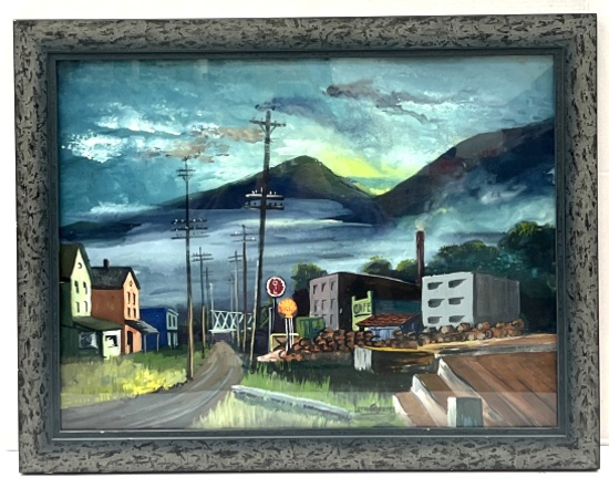 Letha Gaskins "Shell Station" Mixed Media Painting