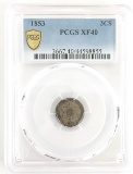 1853 U.S. Silver Three Cent Piece PCGS XF 40