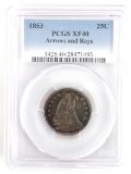 1853 U.S. Silver Liberty Seated Quarter PCGS XF 40