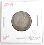 1859 U.S. Seated Liberty Silver Quarter