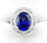 Platinum 8.75 Carat Tanzanite & Diamond Ring
