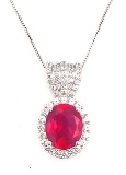 Sterling Silver 4ct Ruby & Diamond Necklace