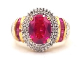 Sterling Silver 3.12ct Ruby Diamond Ring