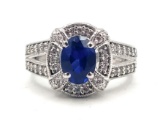 Sterling Silver 1.50ct Blue Sapphire Ring