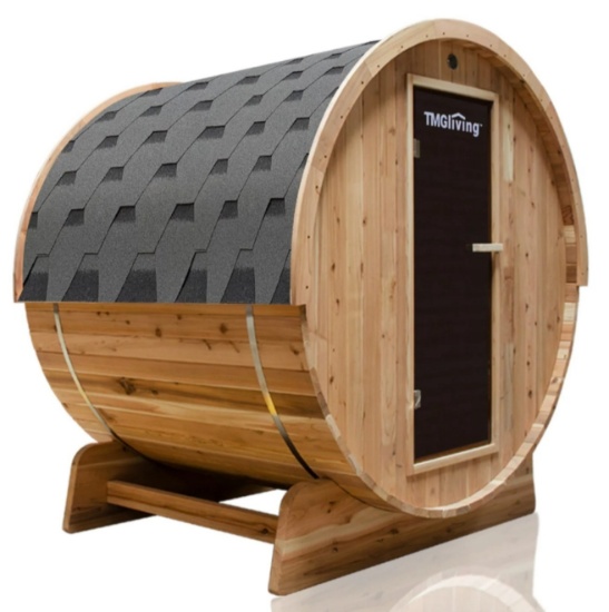 TMG 3-Person Outdoor Rustic Cedar Barrel Sauna