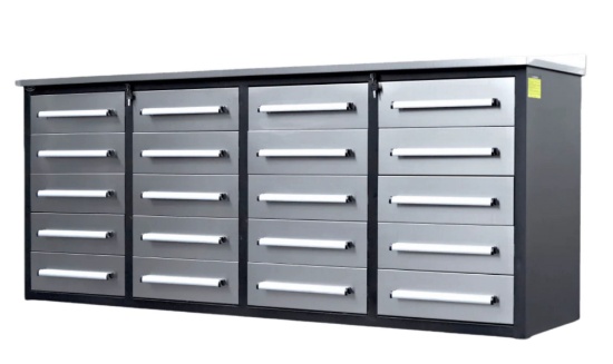 Chery 7' 20 Drawer Stainless Steel Workbench