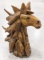 Teak & Carved Wood Horse Bust Sculpture