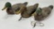 3) Early Wooden Duck Decoys w/ Glass Eyes