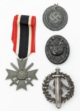 (4) WWII German Medals & Merit Badges