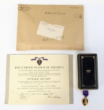 WWII US Issued Purple Heart w/ Paperwork