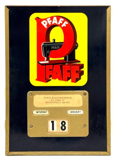 Pfaff Sewing Machines Advertising Tin Calendar Sign