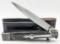Large Engraved Buffalo Horn Stiletto Switchblade Knife w/ Sheath