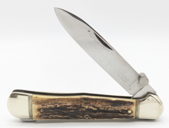 Hubertus Solingen Stag Handle Lockback Folding Knife