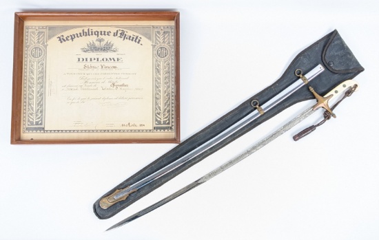 Named US Marine Corps Mameluke Style Officer Dress Sword w/ Scabbard & Certificate