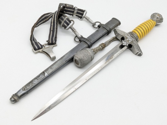WWII German Luftwaffe 2nd Model Dagger w/ Scabbard Knot, & Hanger