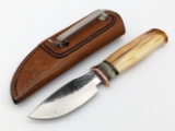 Custom Jim Behring Boar Tusk Hunting Knife w/ Sheath