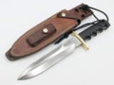 Vtg Randall Model 18 Finger Groove Micarta Attack Survival Knife w/ Sheath
