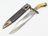 Civil War Style I.H. Schintz San Francisco Bone Handle Bowie Knife w/ Sheath