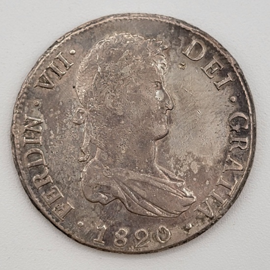 1820-JJ Mexico Spanish Colony 8 Reales Silver Coin