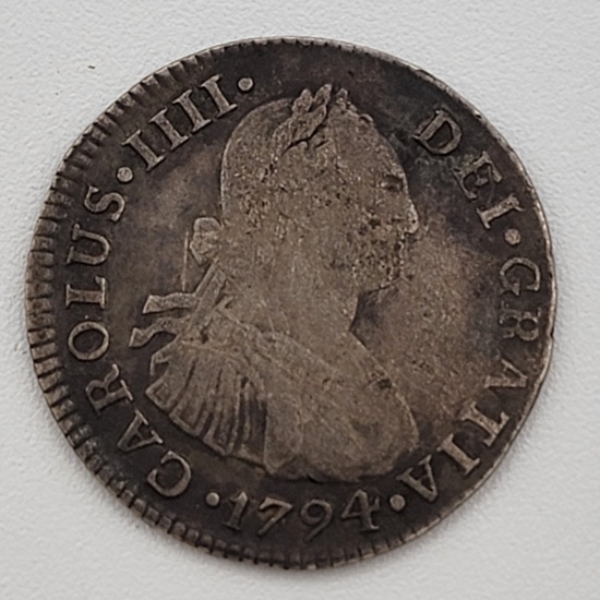 Peru 1794-IJ 2 Reales Silver Coin