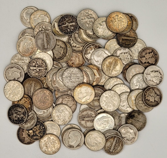 $10 Face Value Of 90% Silver Mercury & Roosevelt Dimes