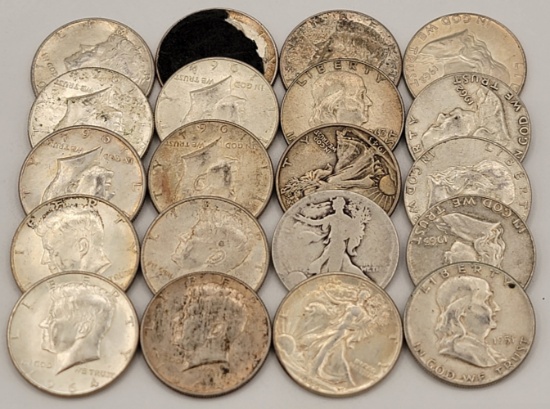 $10 Face Value Of 90% Silver U.S. Half Dollars