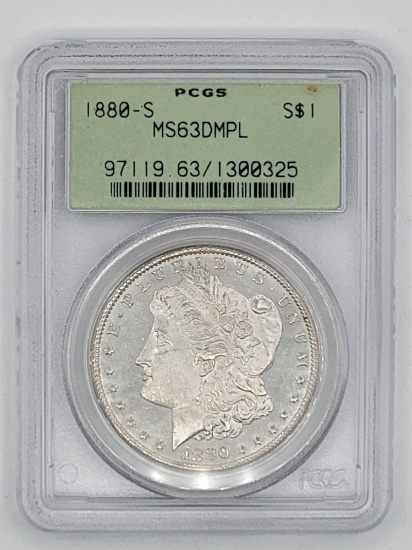 1880-S United States Morgan Silver Dollar PCGS MS 63 DMPL