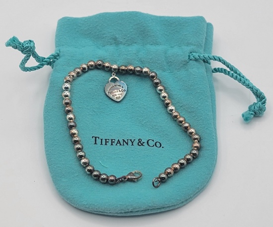 Tiffany & Co. Sterling Return to Tiffany Heart With Bead Bracelet New In Box