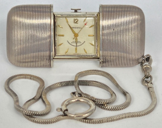 Vintage Marshall Sterling Silver Folding Case Pocket Travel Watch