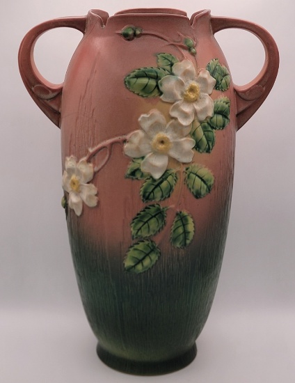Roseville Pottery "White Rose" 18-1/2" Floor Vase "AS IS"