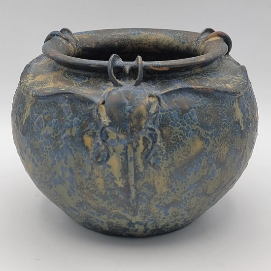 Ephraim Faience Art Pottery Rhinoceros Beetle Vase