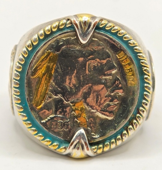 Men's Sterling Silver Buffalo Nickel Coin Ring