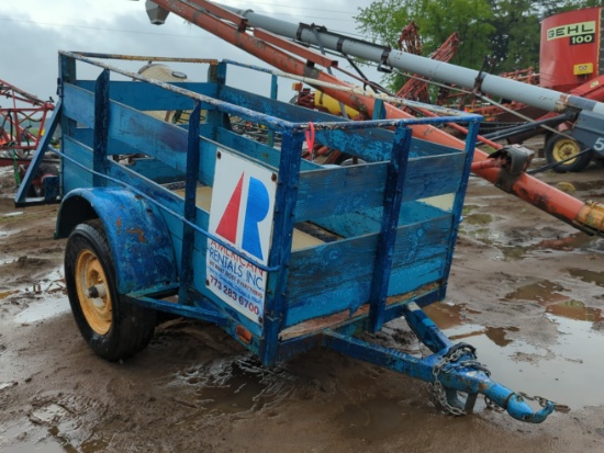 9' Painted Blue Metal & Wooden Trailer