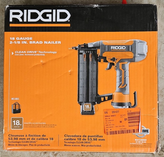 Ridgid 18 Gauge 2 1/8" Brad Nailer. Pt# R213BNF.