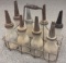 (8) Early Glass Oil Bottle w/ Spouts & Carrier