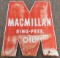 Vintage DST Macmillan Ring-Free Oil Die-Cut Sign
