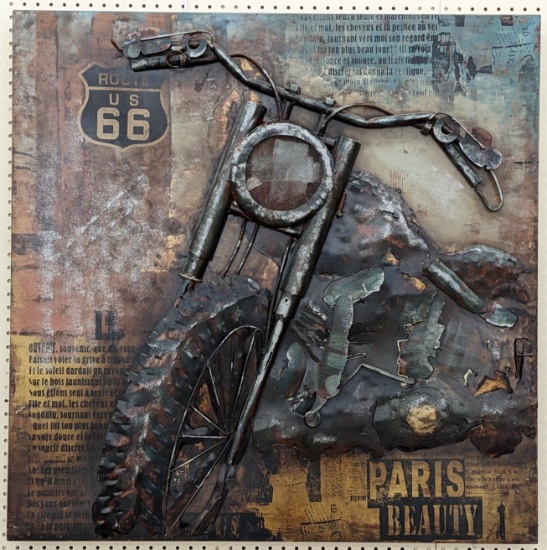 Motorcycle Mixed Media 3D Metal Wall Art