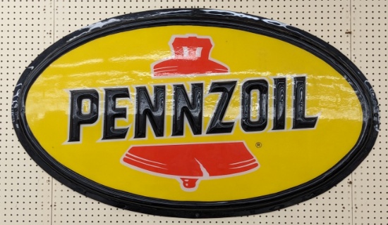 Pennzoil Embossed Plastic Advertising Sign