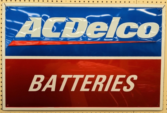 SST AC Delco Batteries Embossed Advertising Sign