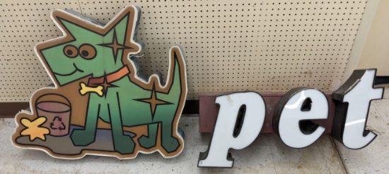 Pet Store Lighted 2-Piece Advertising Sign