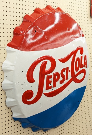 Vintage SST Pepsi-Cola Embossed Bottle Cap Sign