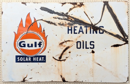 Large Vintage SSP Gulf Heating Oils Sign 70x45