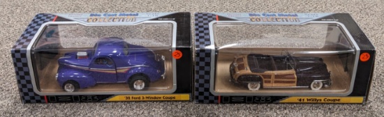 Collection 1941 Willy's Coupe & 1932 Ford 3-Window Coupe 1:18 Scale Die Cast Cars