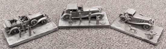 (3) Franklin Mint Pewter Automotive Scene Displays