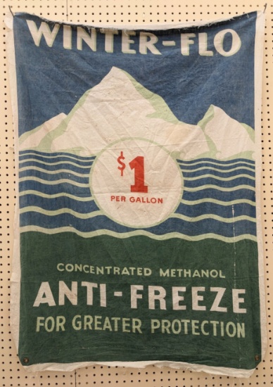 Vintage Winter-Flo Anti-Freeze Cloth Adv Banner