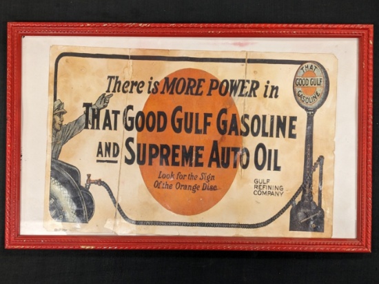 Early Original Gulf Gasoline Wax Paper Advertising