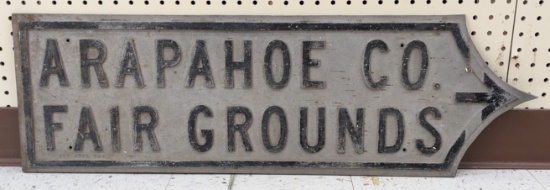 Vintage Arapahoe County Fair Grounds Cast Metal Sign