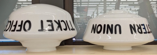 Western Union & Ticket Office Milk Glass Light Globes
