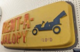 4ft Vintage Rent-A-Jalopy Embossed Plastic Sign