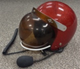 Vintage Metal Flake Race Helmet w/ Bubble Shield